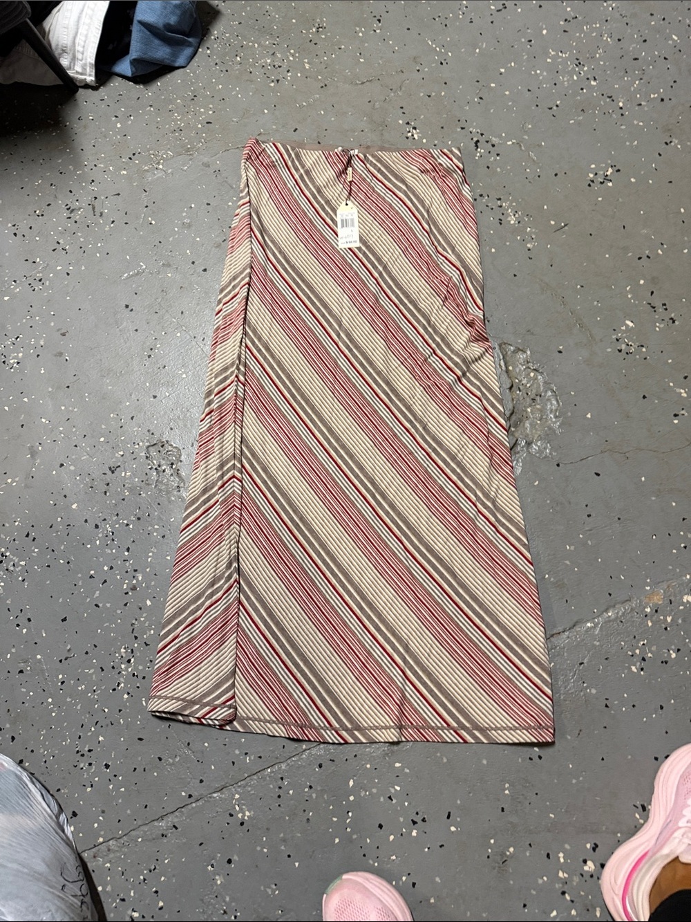 Anthropologie Diagonal Striped Maxi Skirt in Beige and Red